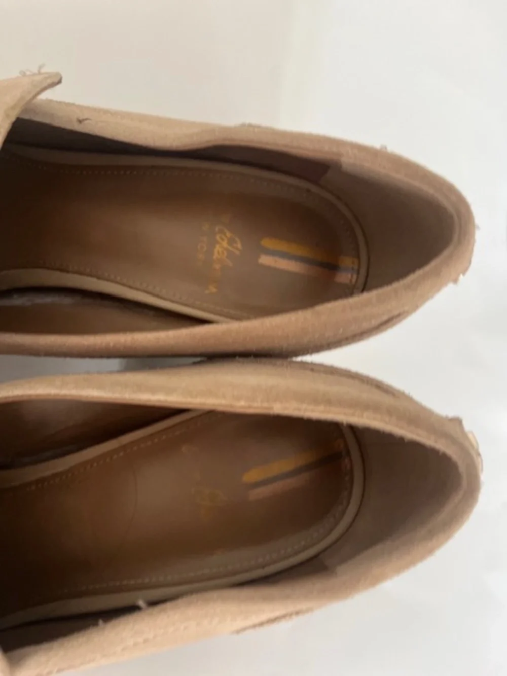 Sam Edelman Quincy Block Heel Suede Loafers in light tan/beige